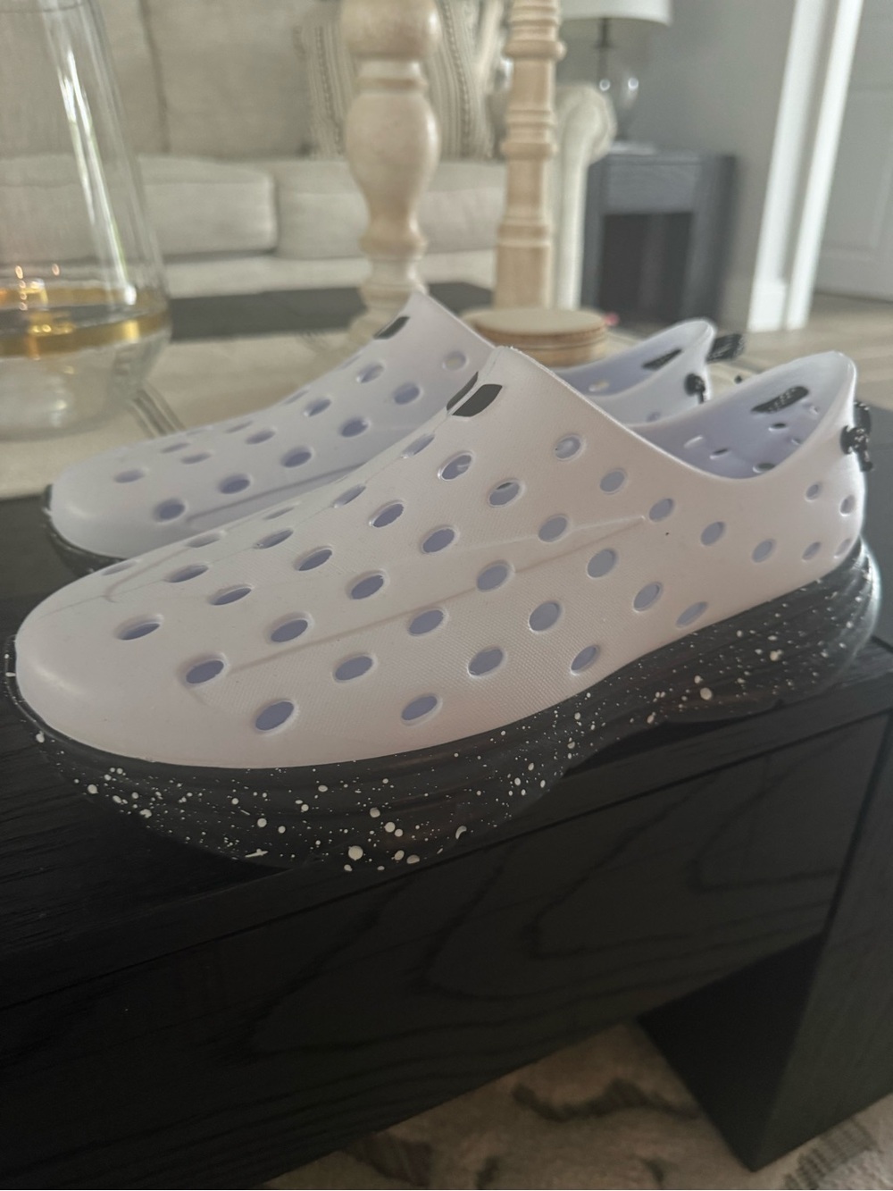 MEN Kane Footwear White Slip-On Shoe with Black Speckled Sole NEW no box